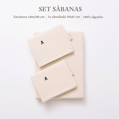 Set Sábanas Ocre (encimera 240x280cm + 2 Fundas De Almohada  50x85cm) 100% Algodón Scalpers Home