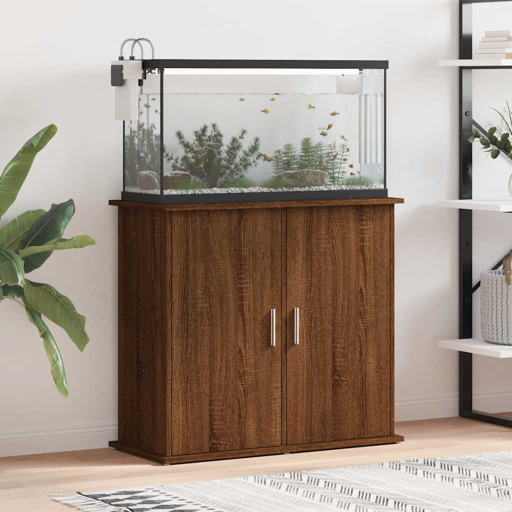 Vidaxl Soporte Para Acuario Madera Ingeniería Marrón Roble 81x36x73 Cm_1