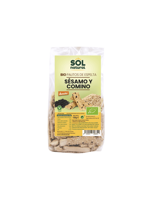 Palitos De Espelta Con Sésamo Y Comino Negro - Sol Natural_0