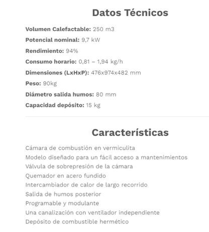 Fabricalor Estufa De Pellets Élite Plus 10 Blanco Ventilada_1