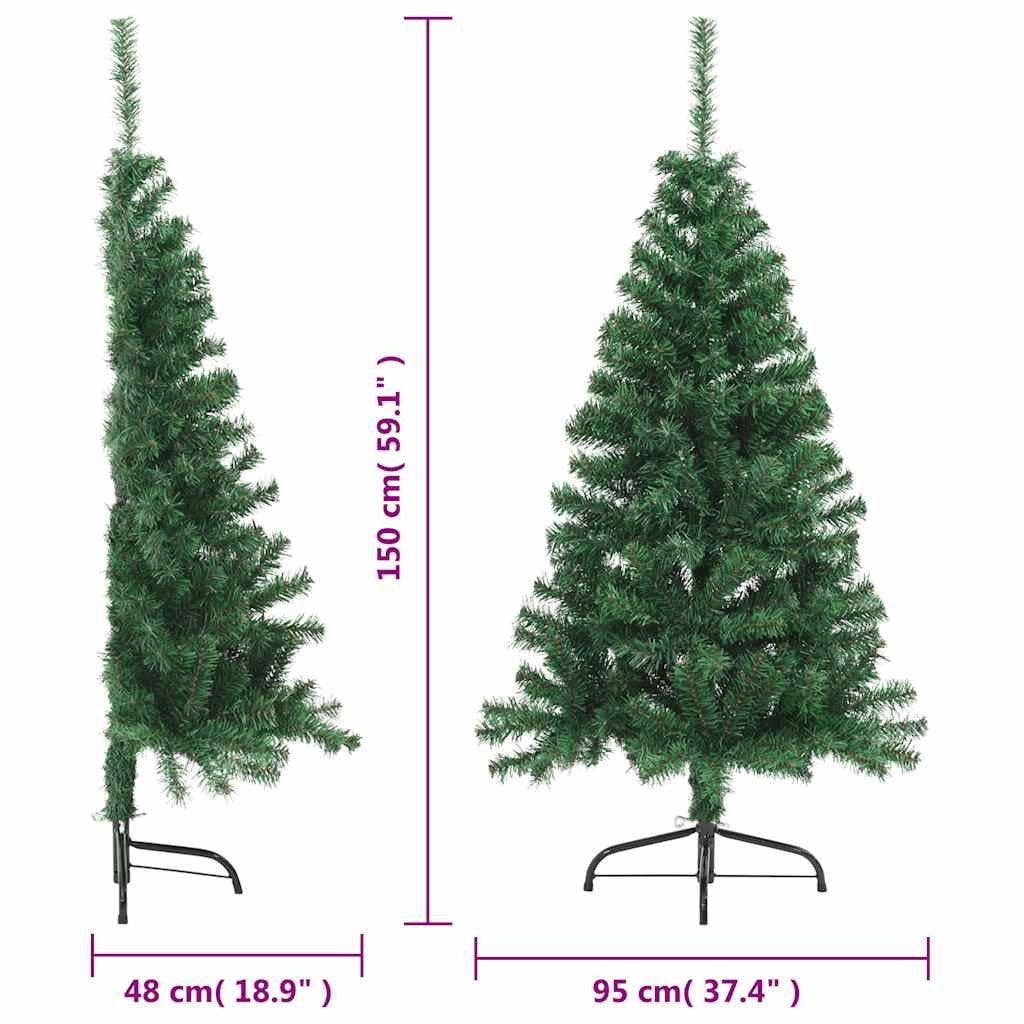 Vidaxl Medio Árbol De Navidad Artificial Con Soporte Pvc Verde 150 Cm_2