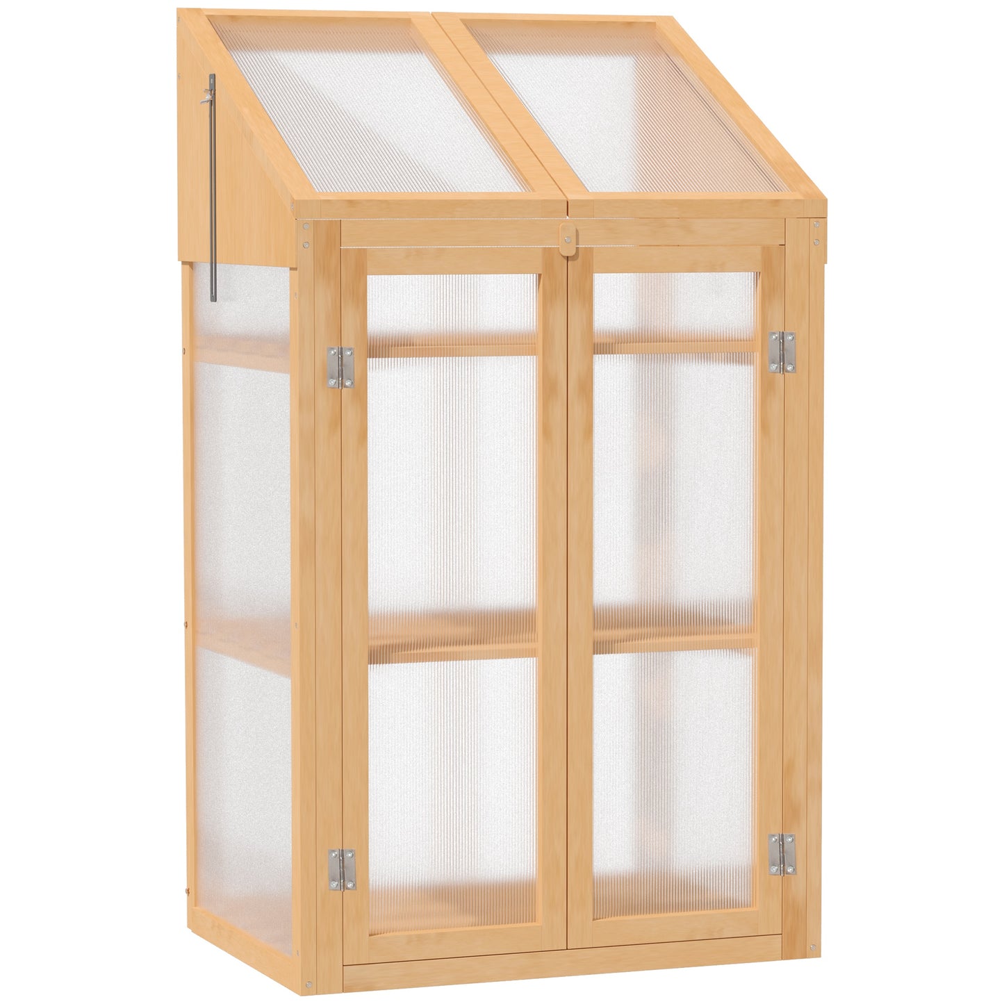Outsunny Invernadero De Madera Con Paneles De Policarbonato 70x50x120 Cm Natural_0