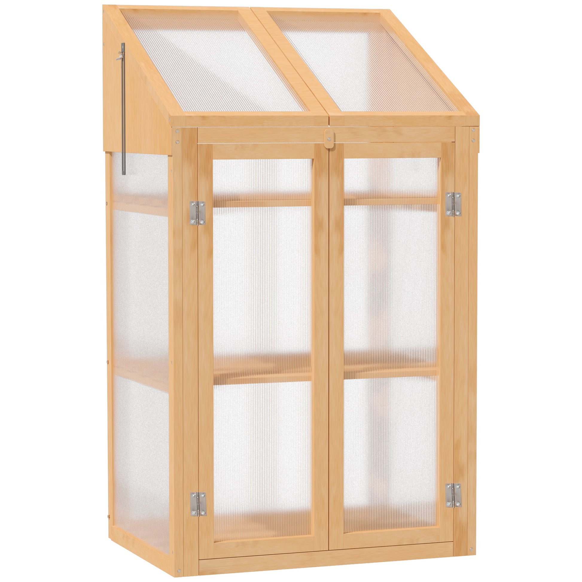 Outsunny Invernadero De Madera Con Paneles De Policarbonato 70x50x120 Cm Natural_0