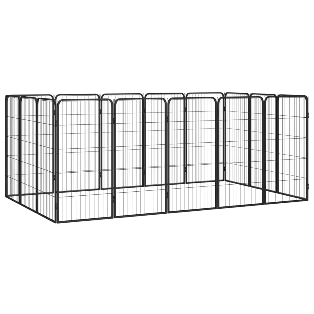 Jaula Perros 16 Paneles Acero Recubierto Polvo Negro 50x100 Cm_1