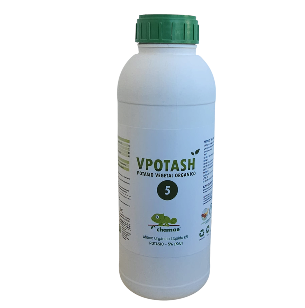 Fertilizante Potasio VPotash 5 Chamae 1 litro Ecológico. Jardinería. Potasio verde. Aplicación al suelo y foliar._0