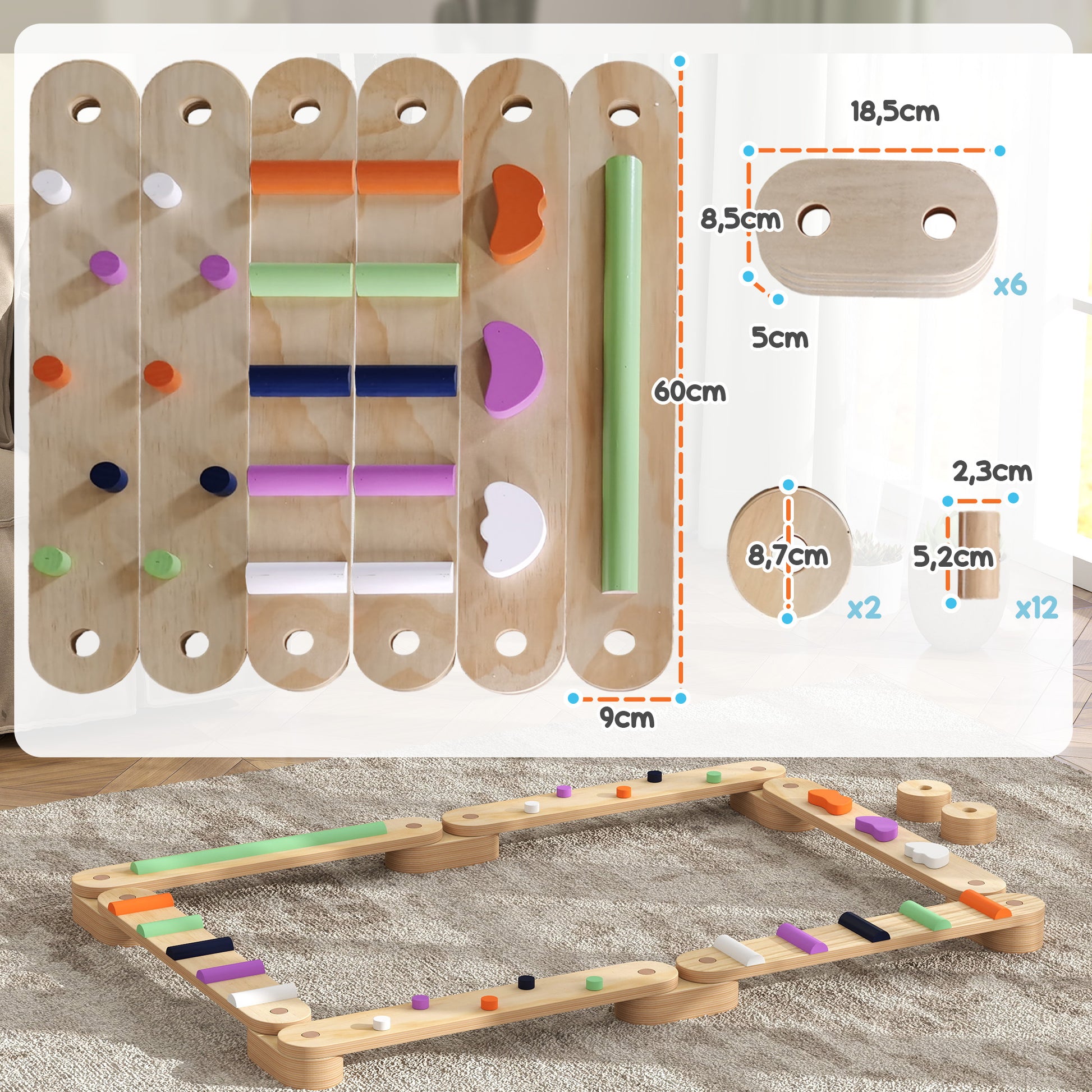 Aiyaplay Juego De Viga De Equilibrio De Madera Para Niños De +3 Años Multicolor_2