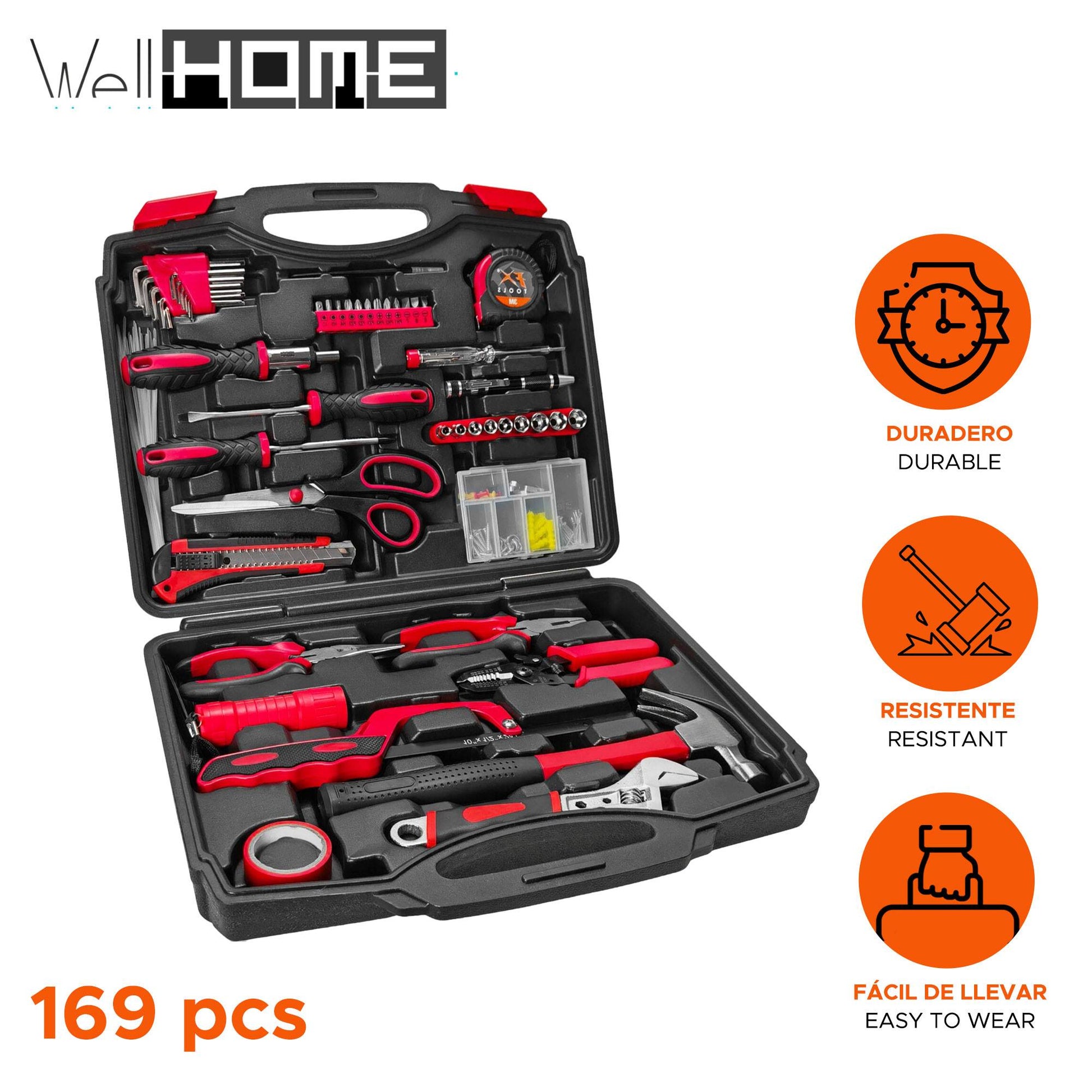 Well Home Kit De 169 Piezas De Herramientas Con Estuche Negro_1