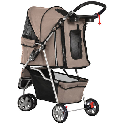 Pawhut Carrito Para Perros Plegable Con Cesta De Almacenaje 75x45x97 Cm Café_4