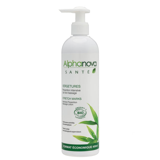 Leite de massagem anti-estrias orgânico Alphanova 400 ml.