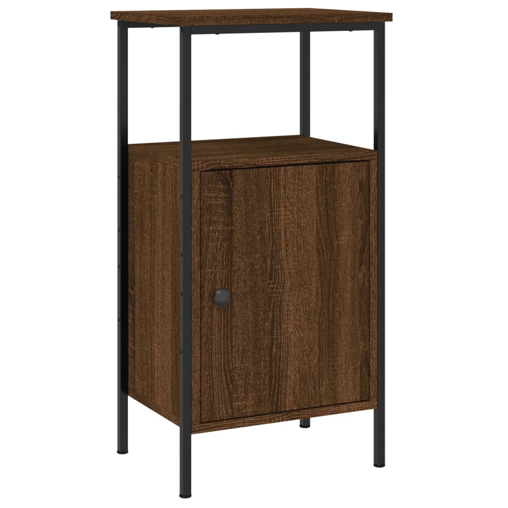 Mesita De Noche Madera De Ingeniería Roble Marrón 41x31x80 Cm_0