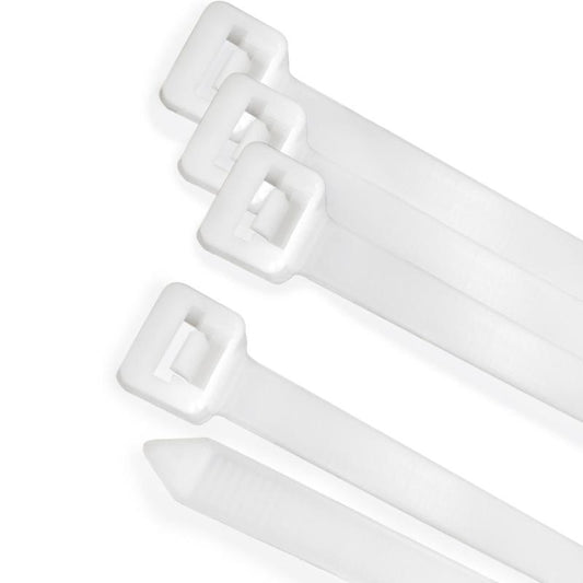 Brida Nylon 100%. Color Blanco / Natural 7,5 X 450 Mm. 100 Piezas. Abrazadera Plastico, Organizador Cables, Alta Resistencia