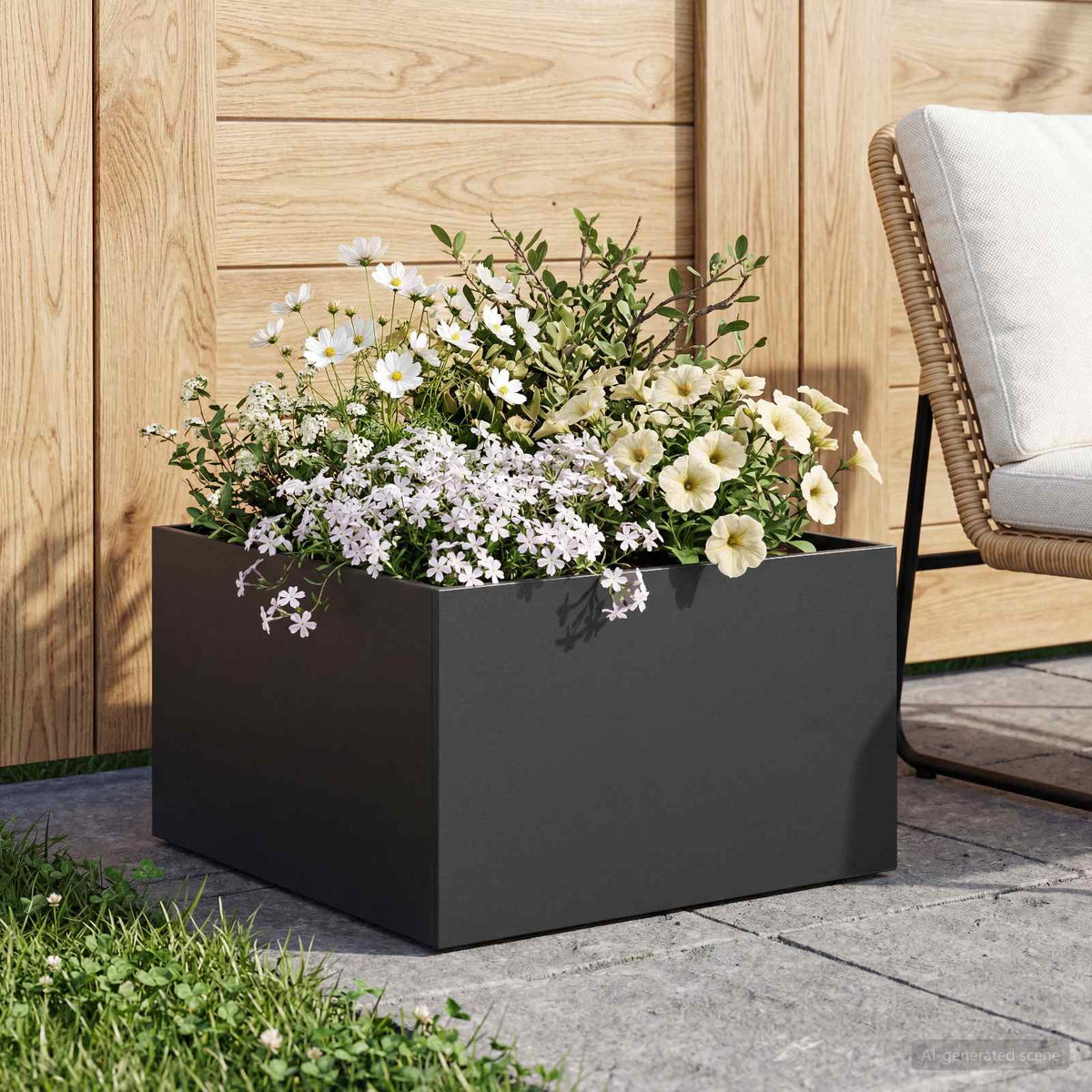 Macetero De Jardín Negro 60 X 60 X 30 Cm Acero Laminado En Frío_1