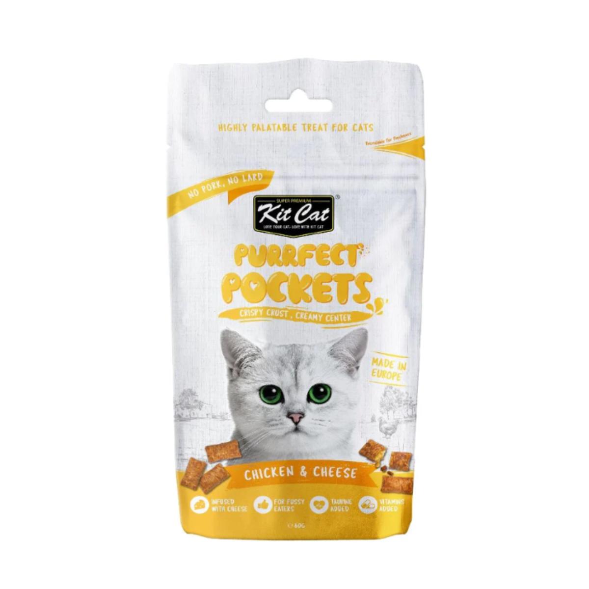 Kit Cat Purrfect Pockets - Frango e Queijo 60 g Snack para gatos