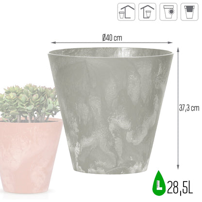 Maceta Tubus Beton Effect 28,5l., Dimensiones (mm) 400x400x373, Color Hormigón