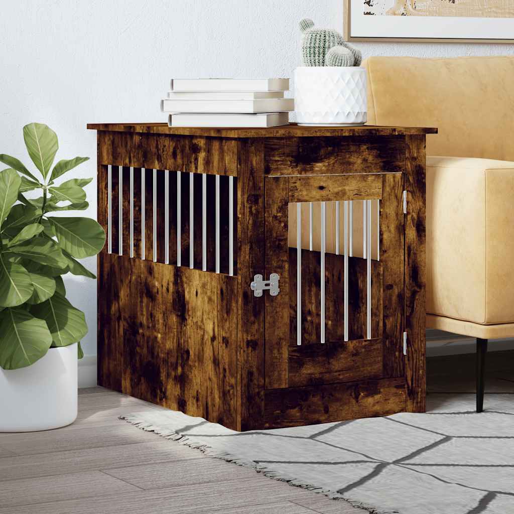 Jaula Para Perros Madera Ingeniería Roble Ahumado 55x80x68 Cm_1