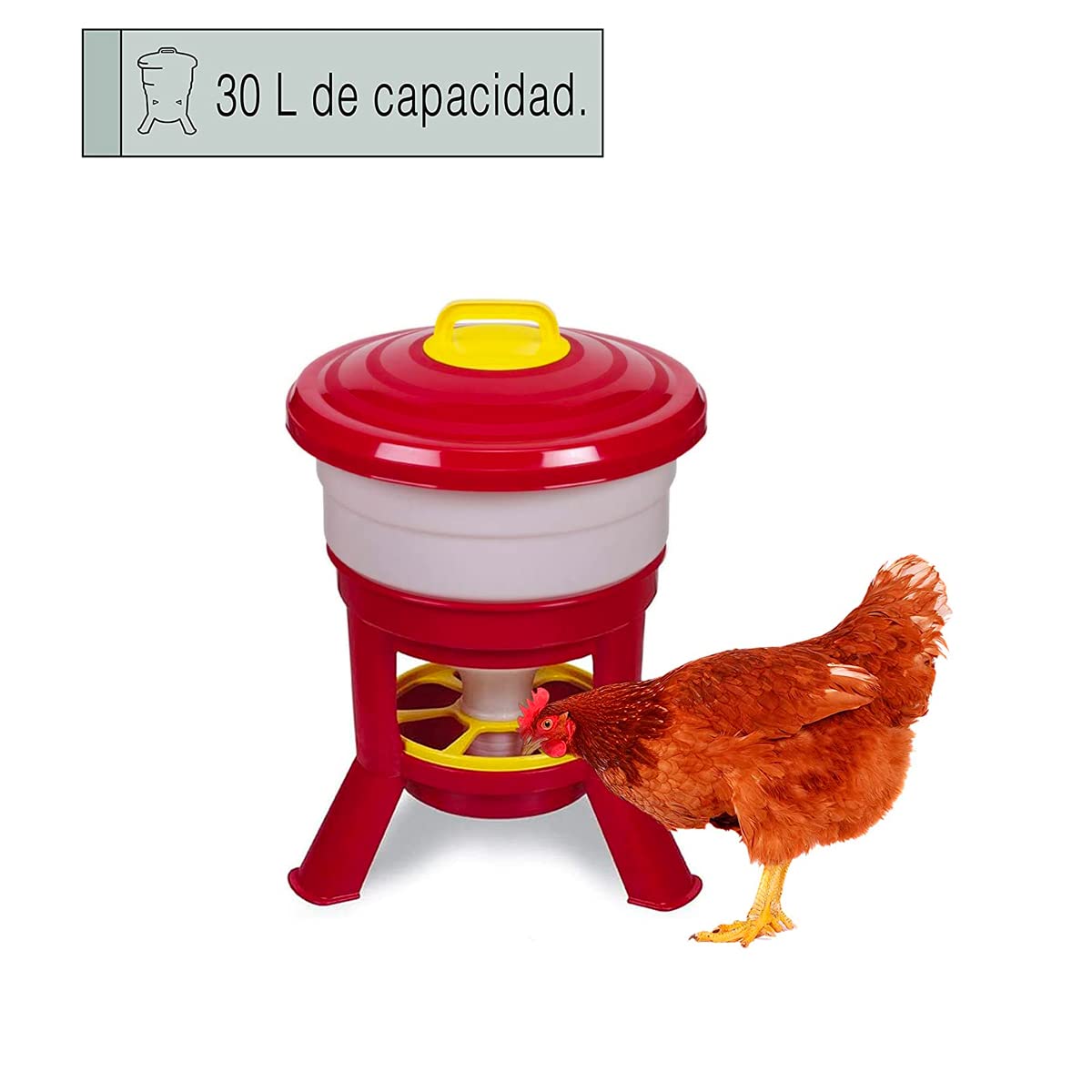 Tolva Gallinas Silo Premium 30 L - Comedero Con Patas Para Gallinas - Tolva De Gran Capacidad Para Aves De Corral Fabric_3