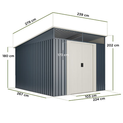 Caseta Metal Wasabi Stark 6,6m2 - 10 Años De Garantía - 279x238x203cm. Cobertizo Jardin_1