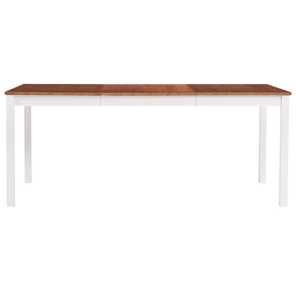Mesa De Comedor De Madera De Pino Blanco Y Marrón 180x90x73 Cm_0