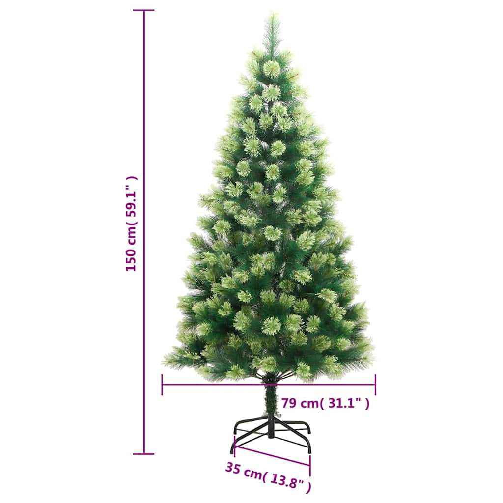 Vidaxl Árbol De Navidad Artificial Con Bisagras 150 Led Y Bolas 150 Cm_2