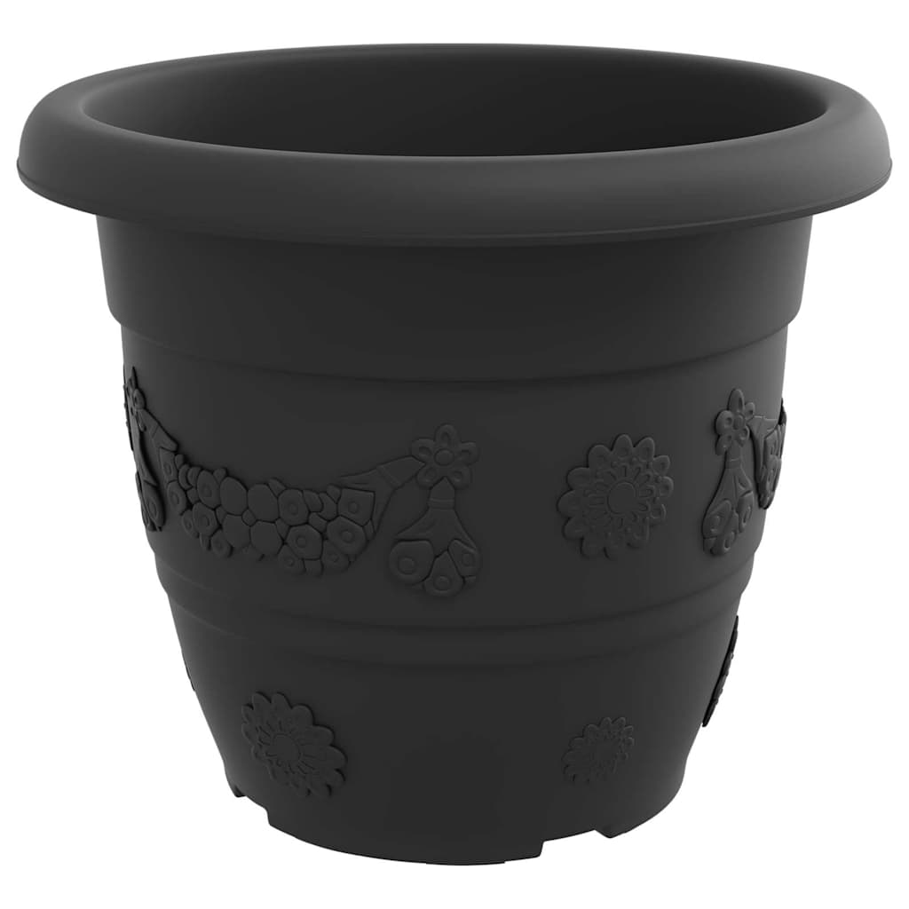 Maceta Redonda Para Flores 6 Uds. Negro Ø 34 X 28 Cm Plástico_4