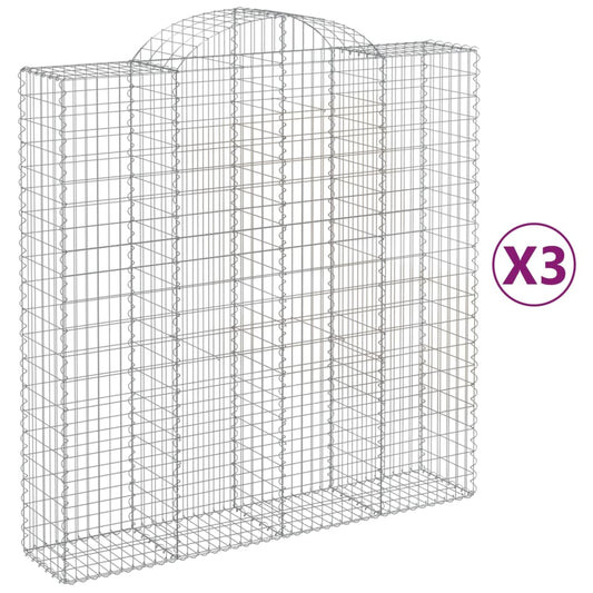 Cestas De Gaviones 3 Uds Forma De Arco Hierro 200x50x200/220 Cm_0