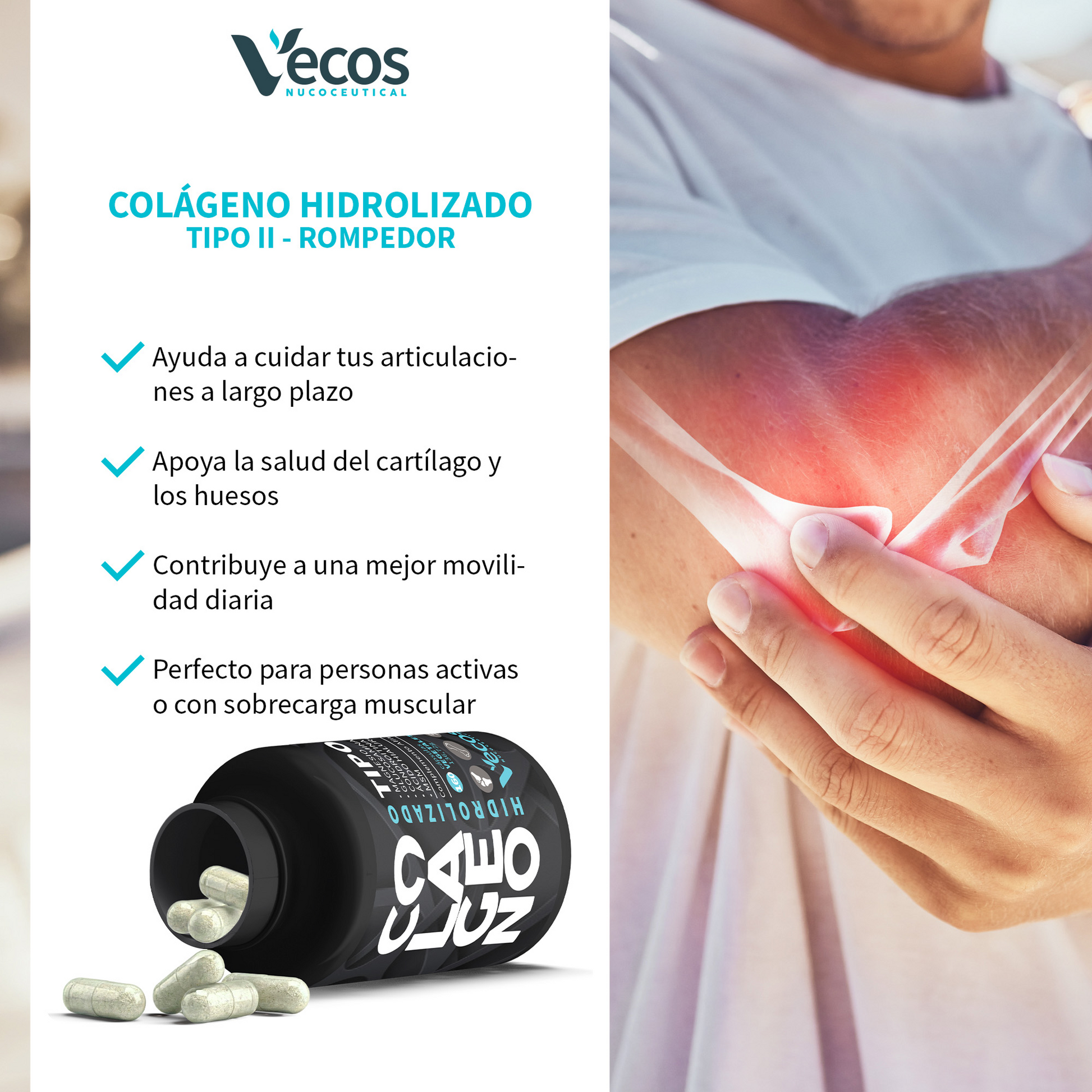 Colágeno Tipo Ii Vecos 160 Cápsulas | Comfort Para Articulaciones Y Movilidad | Glucosamina + Condroitina + Msm_3