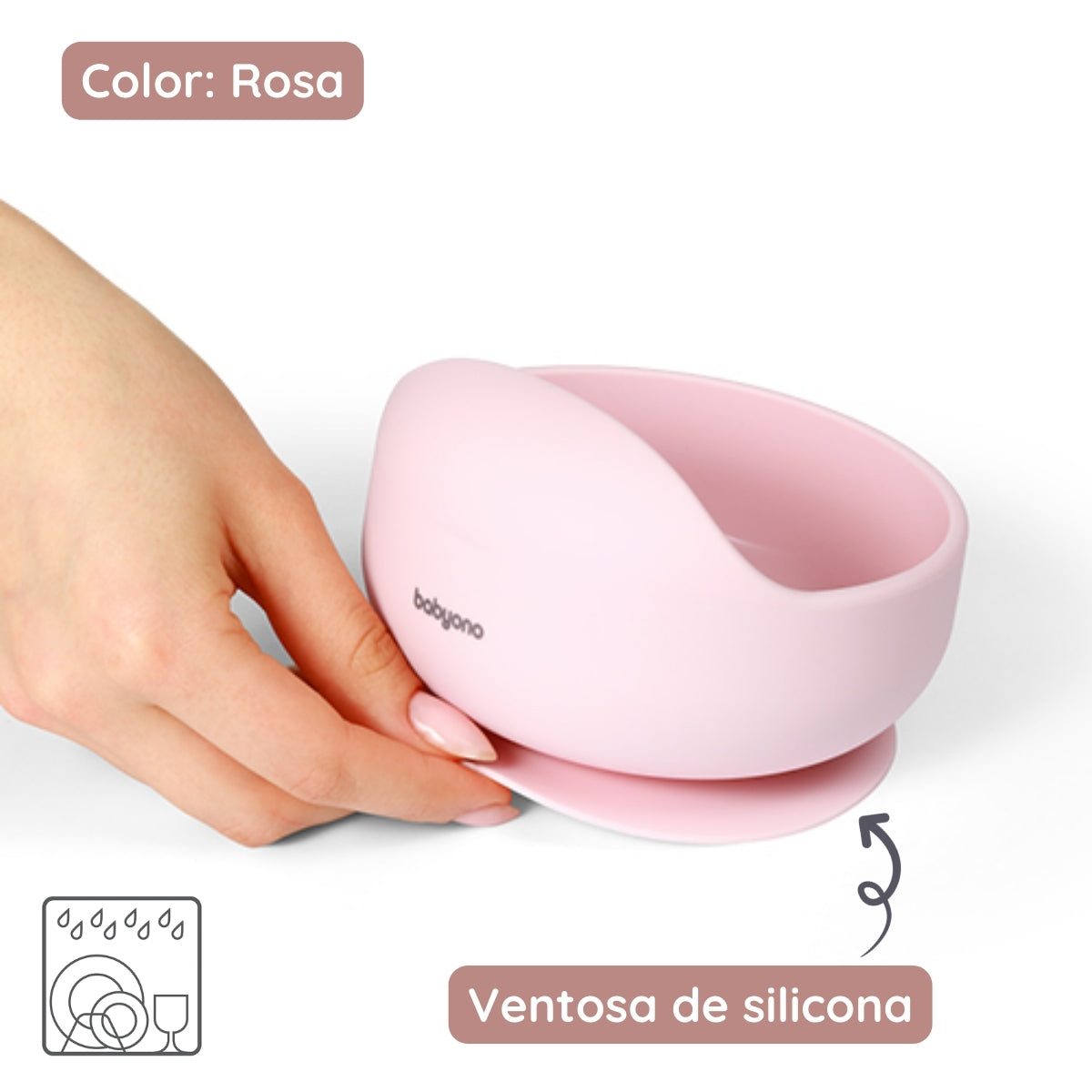 Bowl Silicona Con Ventosa Para Bebés Rosa_1