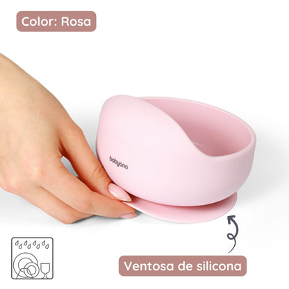 Bowl Silicona Con Ventosa Para Bebés Rosa_1