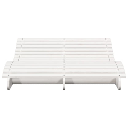 Tumbona De Madera Maciza De Pino Blanca 205x110x31,5 Cm / Vetonek_5