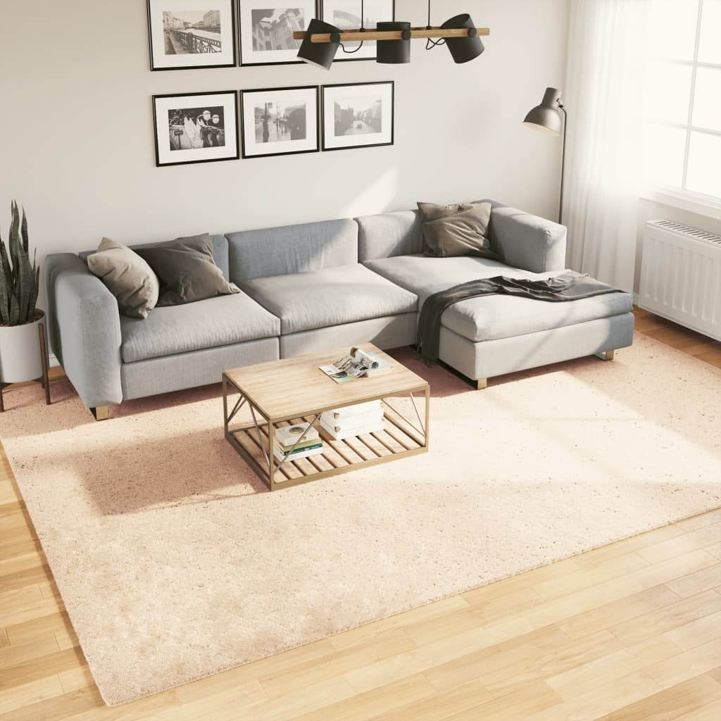 Vidaxl Alfombra De Pelo Corto Suave Lavable Huarte Beige 240x340 Cm_1