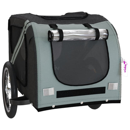 Remolque Bicicleta Para Mascotas Hierro Tela Oxford Negro Gris_4