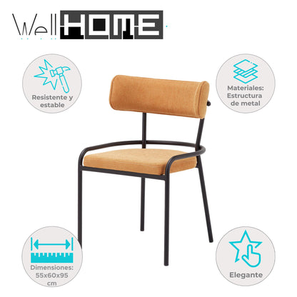 Silla Pole Mostaza - Diseño Minimalista 55x60x95cm - Well Home_1