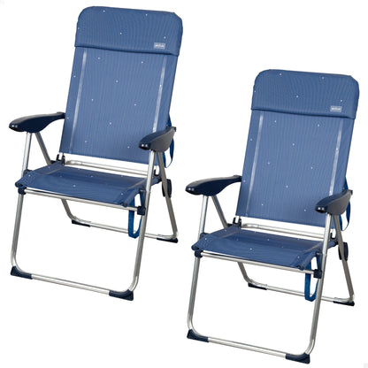Aktive Pack 2 Sillas Plegables Playa 48x65x110 Cm Azul 4 Posiciones_0