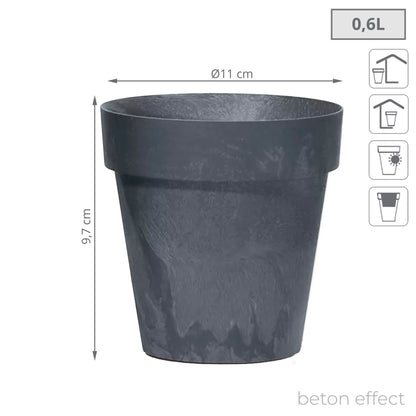 Maceta Cube Beton Effect 0,6l., Dimensiones (mm) 110x110x97, Color Antracita