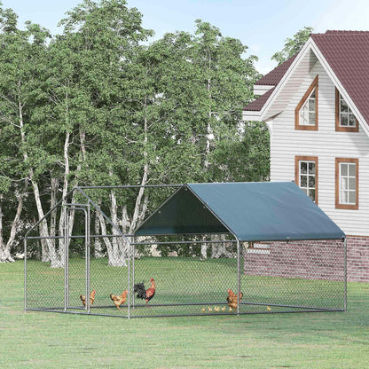 Pawhut Gallinero Para Exterior Grande De Metal Galvanizado 300x400x195 Cm_1