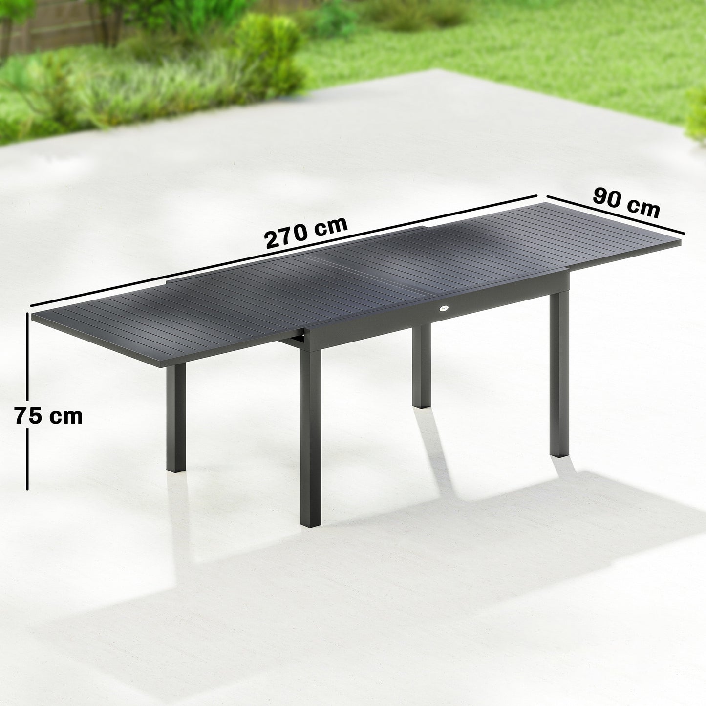 Outsunny Mesa De Jardín Exterior Extensible 135/270x90 Cm De Aluminio Gris_2