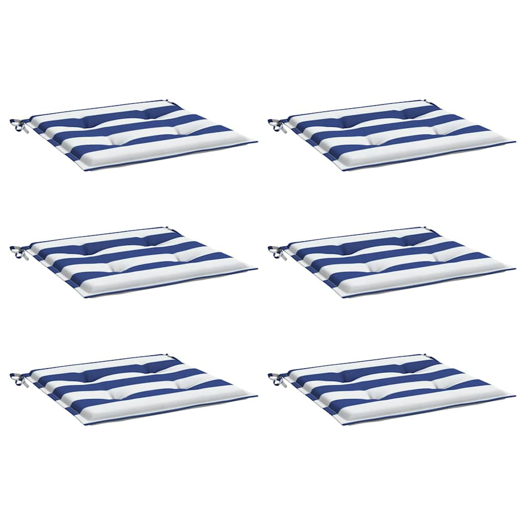 Vidaxl Cojines Silla Jardín 6 Uds Tela A Rayas Azul Y Blanco 40x40x4cm_0