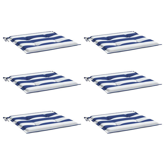 Vidaxl Cojines Silla Jardín 6 Uds Tela A Rayas Azul Y Blanco 40x40x4cm_0