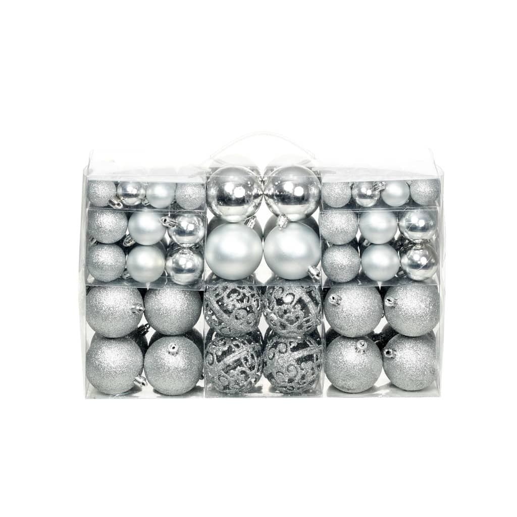 Vidaxl Lote De Bolas De Navidad 100 Unidades Plateadas 3/4/6 Cm_0