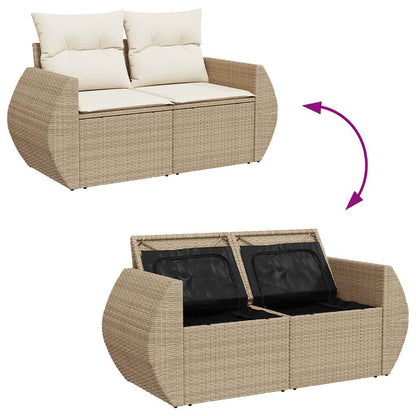 Juego De Sofás Jardín Con Cojines 5 Pzas Ratán Sintético Beige / Vetonek_5
