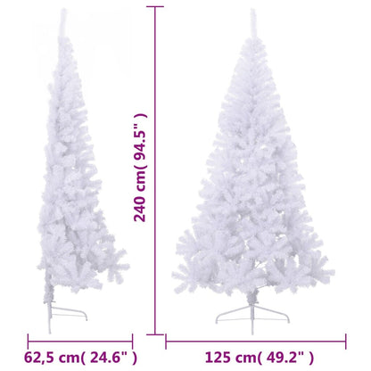 Vidaxl Medio Árbol De Navidad Artificial Con Soporte Pvc Blanco 240 Cm_2