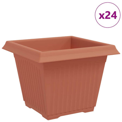 Maceta Cuadrada Para Flores 24 Pcs Rojo Ladrillo Plástico_0