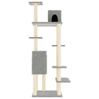 Rascador Para Gatos Con Postes De Sisal Gris Claro 154 Cm_3