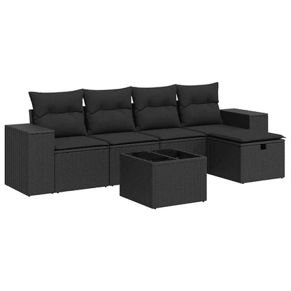Set De Sofás De Jardín 6 Piezas Y Cojines Ratán Sintético Negro / Vetonek_0