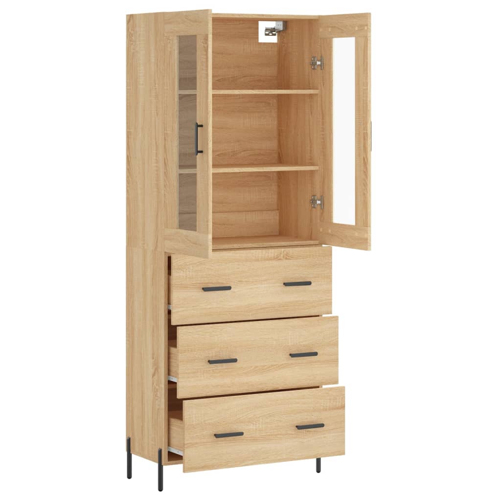 Aparador Alto Madera Contrachapada Color Roble 69,5x34x180 Cm_3