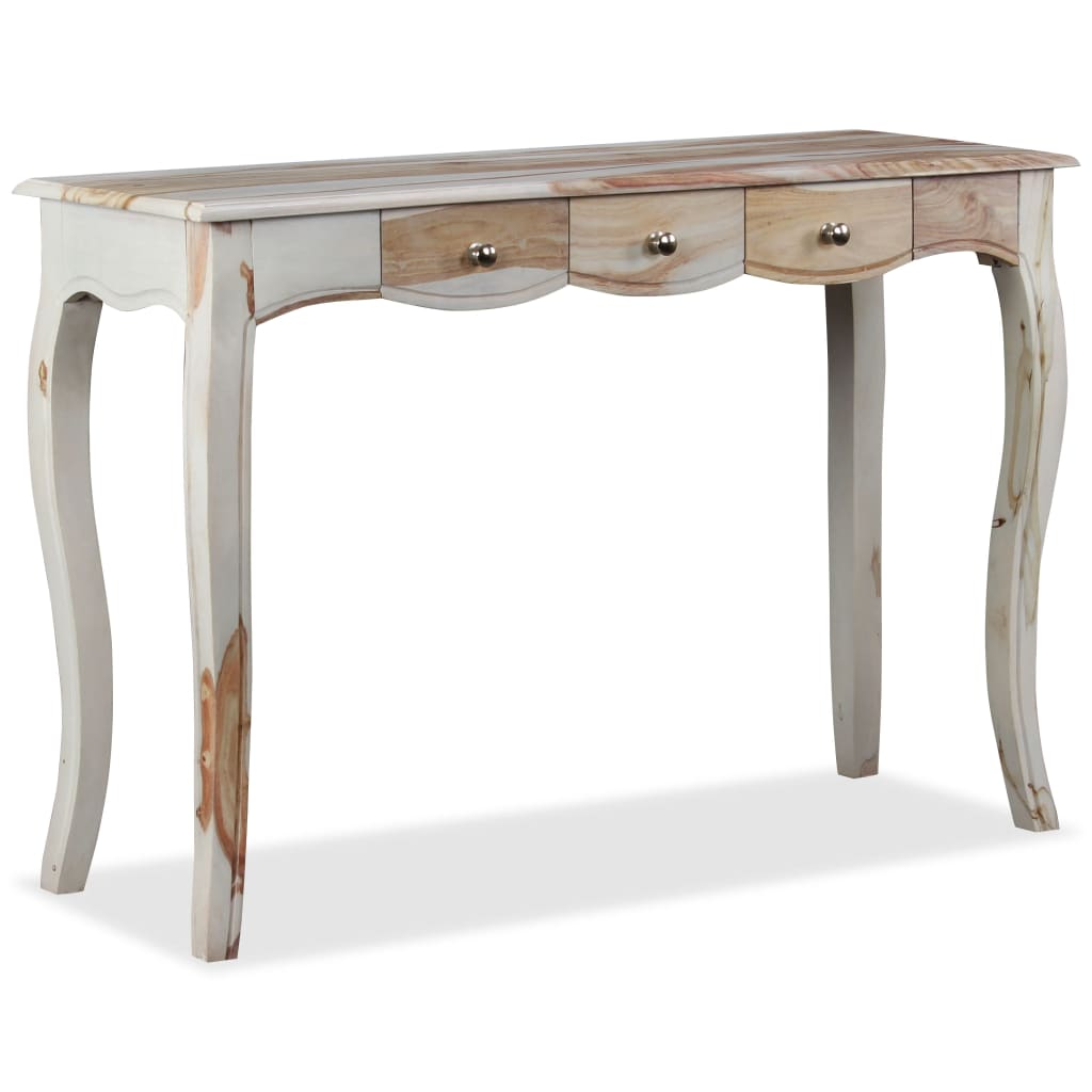Mesa Consola Con 3 Cajones Madera Maciza Sheesham 110x40x76 Cm_0