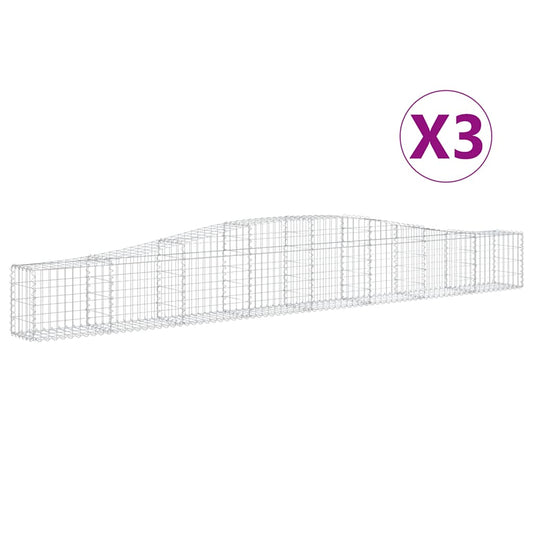 Cestas De Gaviones 3 Uds Forma De Arco Hierro 400x30x40/60 Cm_0