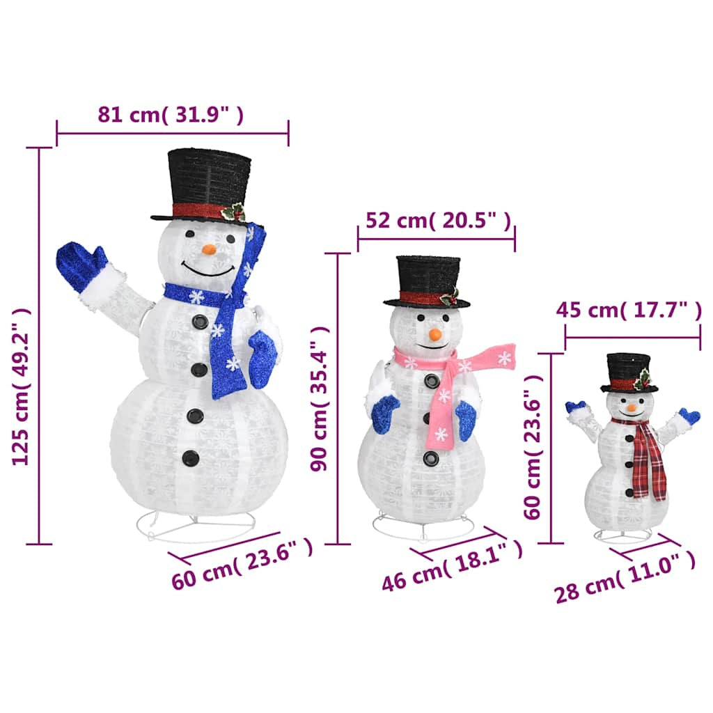 Vidaxl Familia De Muñecos De Nieve De Navidad Con Led Tela Lujosa_2