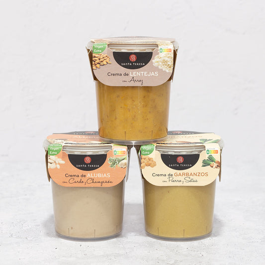 Pack 3 Cremas de Legumbres: Lentejas, Garbanzos, Alubias. 1.200ml._0
