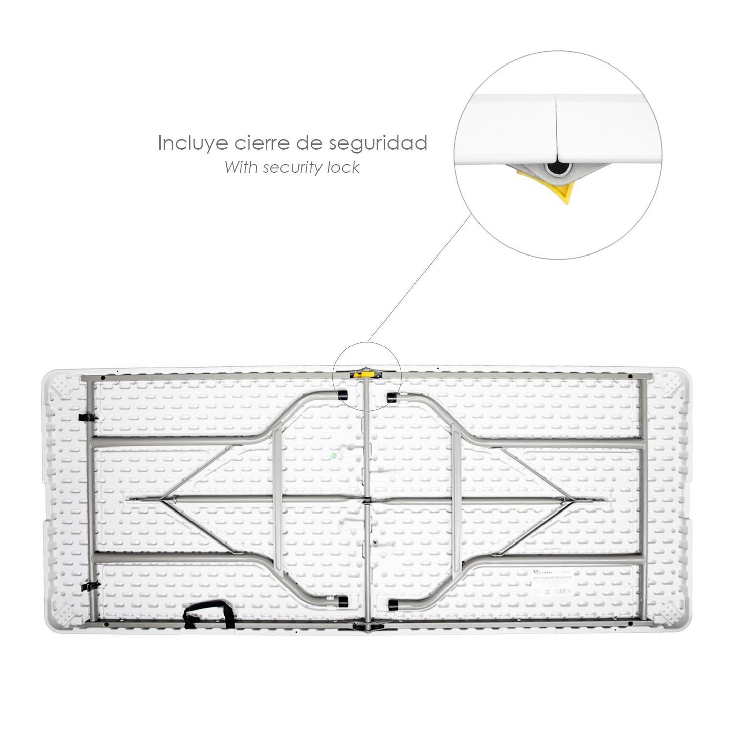 Mesa Plegable Rectangular Hdpe Multifuncional, Portatil, Resistente,multiusos 180x74x74 Cm. Color Blanco_2